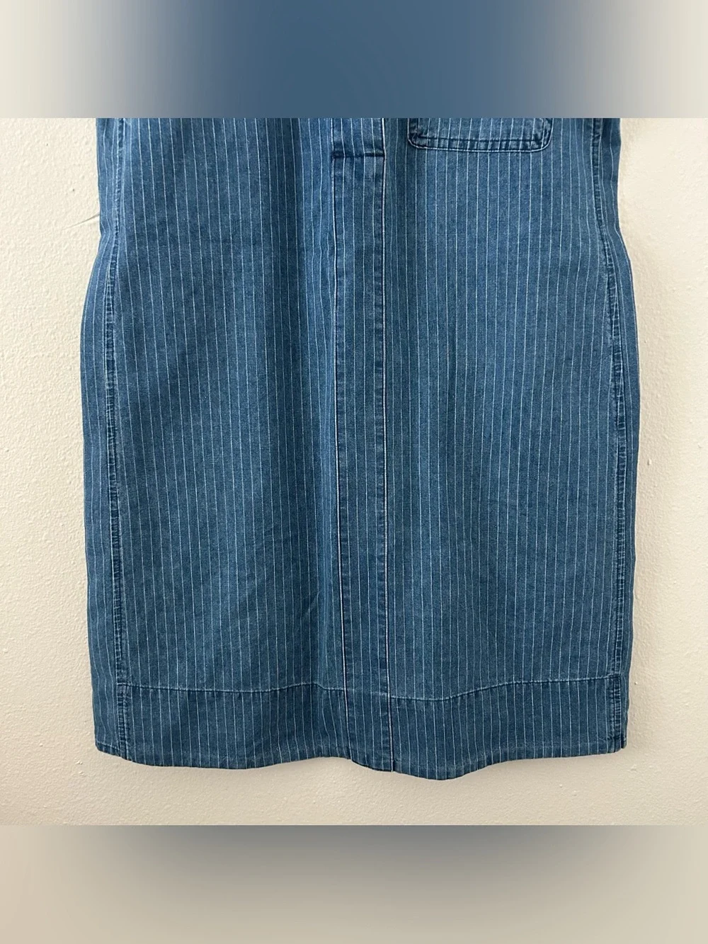 J Crew Denim Pinstripe Shift Shirt Dress Women’s Size 2 Preppy Classic Blue Jean